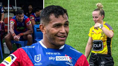 'That's so clever!' | Identical twins attempt to trick NRL ref with a switch!