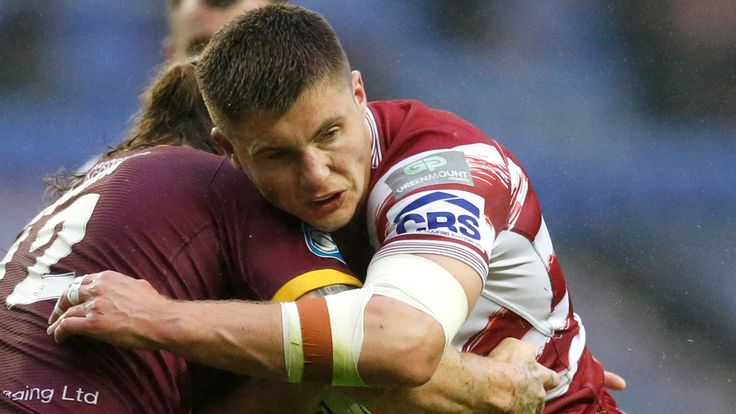 Picture by Ed Sykes/SWpix.com - 30/06/2023 - Rugby League - Betfred Super League Round 17 - Wigan Warriors v Huddersfield Giants - DW Stadium, Wigan, England - Wigan Warriors' Ethan Havard