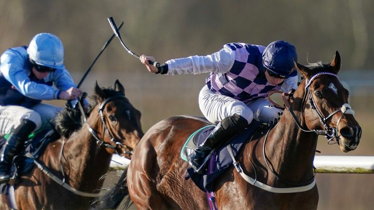 David Probert riding Beauzon (R) win The BetUK. It's Where The UK Bets Handicap at Wolverhampton