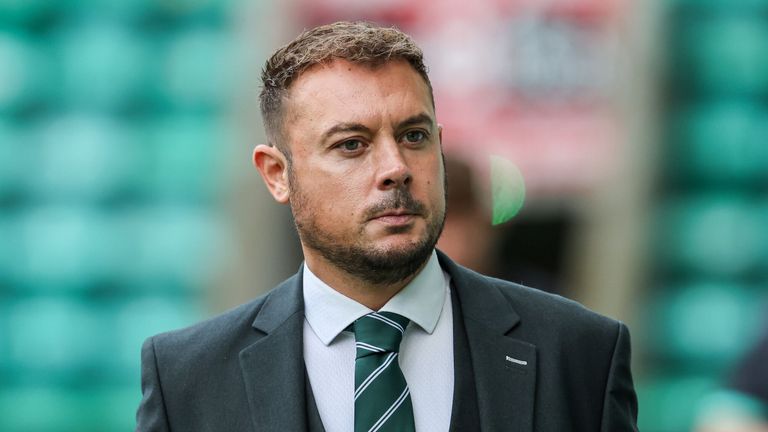 EDINBURGH, SCOTLAND - AUGUST 03: Hibernian Chief Executive officer ben Kensell during a UEFA Europa Conference League qualifier between Hibernian and Inter Club d&#39;Escaldes at Easter Road, on August 03, 2023, in Edinburgh, Scotland. (Photo by Mark Scates / SNS Group)