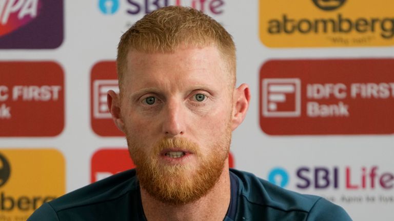 England's captain Ben Stokes speaks during a press conference on the eve of the third cricket test match against India in Rajkot, India, Wednesday, Feb. 14, 2024. (AP Photo/Ajit Solanki)
