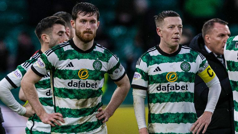 Celtic's Anthony Ralston and Callum McGregor look dejected at full time against Kilmarnock