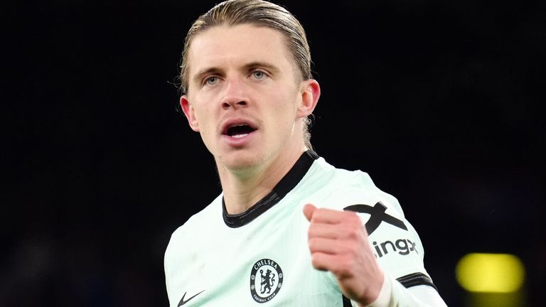 Chelsea's Conor Gallagher celebrates scoring their side's first goal of the game during the Premier League match at Selhurst Park, London. Picture date: Monday February 12, 2024.