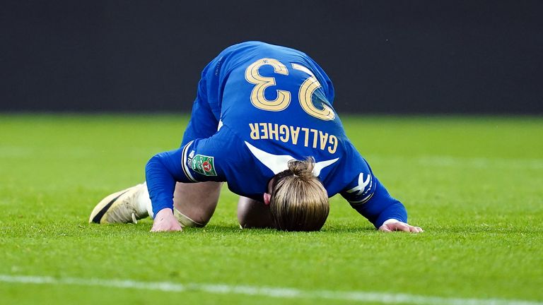 Conor Gallagher reacts after a missed Chelsea chance