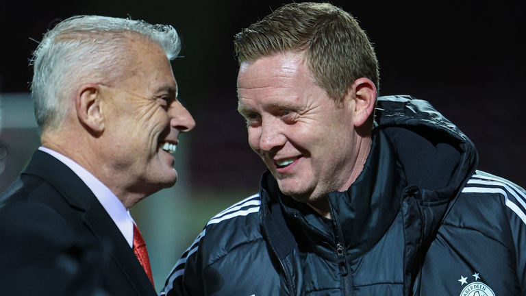 Aberdeen chairman Dave Cormack (left) says Aberdeen will name Barry Robson's permanent replacement before next season