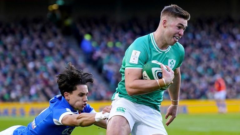 Crowley raced over for Ireland's opening try - the first of his senior career for club or country 