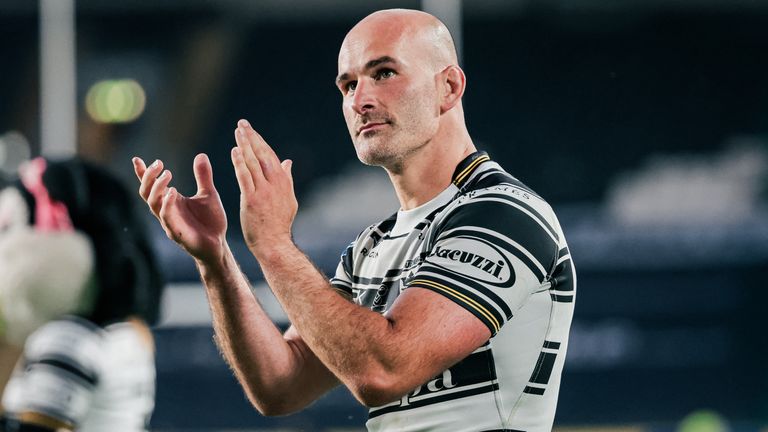 Picture by Alex Whitehead/SWpix.com - 22/06/2023 - Rugby League - Betfred Super League - Hull FC v St Helens - MKM Stadium, Hull, England - Hull FC’s Danny Houghton celebrates the win.