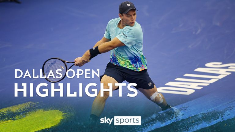 Dominik Koepfer hits a backhand during the Dallas Open