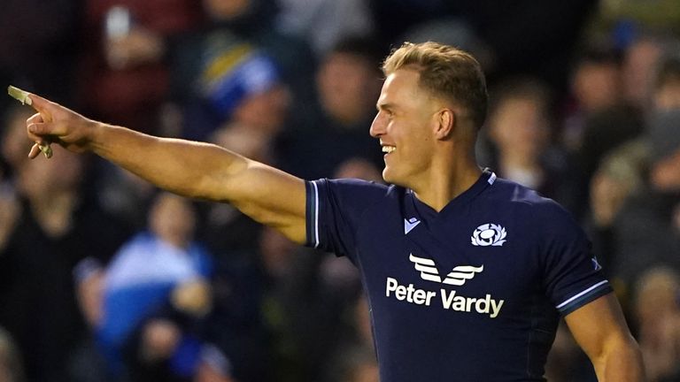 Duhan Van der Merwe's hat-trick gave Scotland a solid lead in the contest 