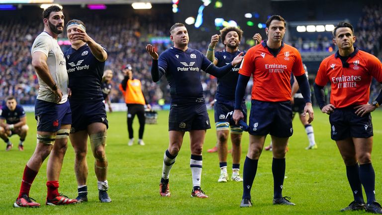 Scotland's Finn Russell was furious as the late TMO decision went against Scotland