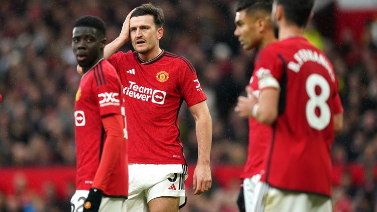 Harry Maguire and his Man Utd team-mates cut frustrated figures during the 2-1 defeat to Fulham