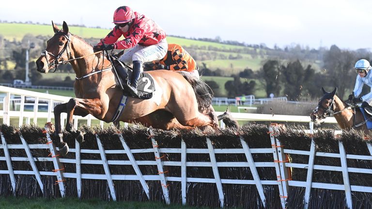 Hispanic Moon and Darragh O'Keeffe win the Quevega Hurdle at Punchestown on Wednesday