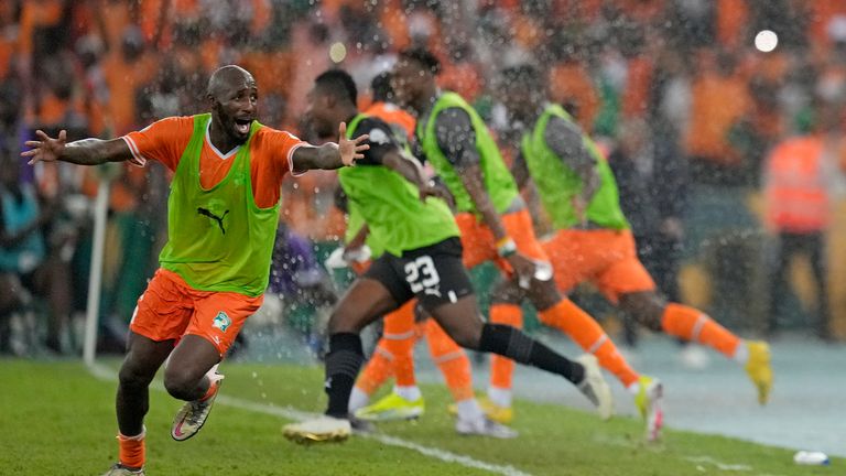 Ivory Coast 's Seko Fofana celebrates the victory