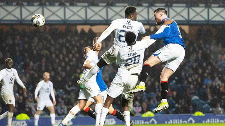 John Souttar headed in a third for Rangers in stoppage time