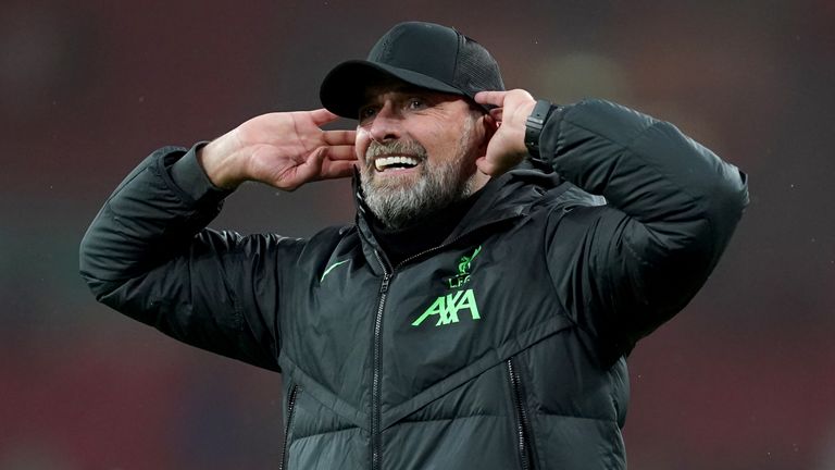 Liverpool manager Jurgen Klopp celebrates after the Carabao Cup final