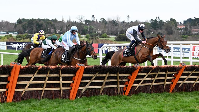 Kala Conti narrowly getting the better of Kargese in the Mercedes Benz Juvenile Hurdle. 