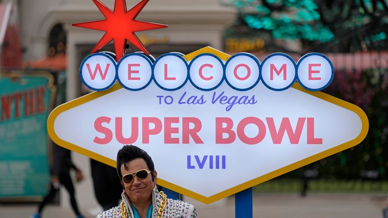 The Kansas City Chiefs face the San Francisco 49ers in Super Bowl LVIII on Sunday as Las Vegas hosts the big game for the first time (AP Photo/Charlie Riedel)