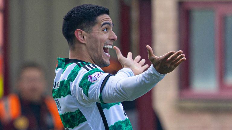 Luis Palma celebrates after sealing the three points for Celtic