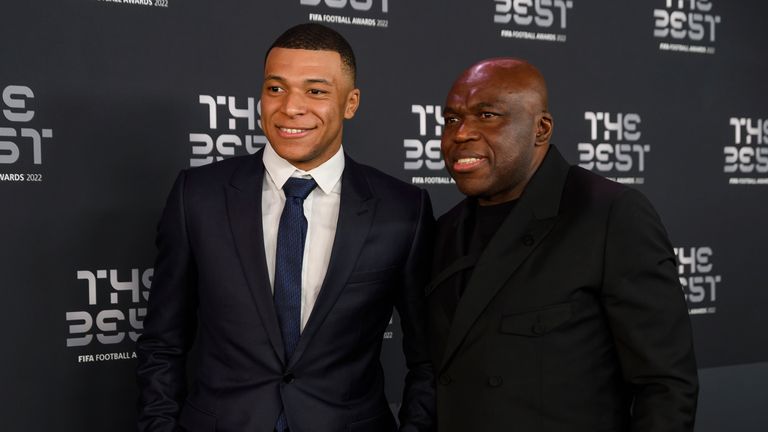 Kylian Mbappe with his father Wilfried Mbappe