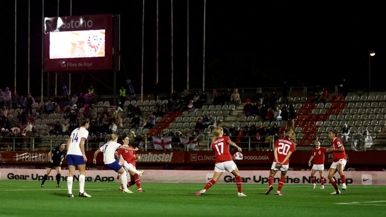 Beth Mead bends in England's third goal of the night against Austria