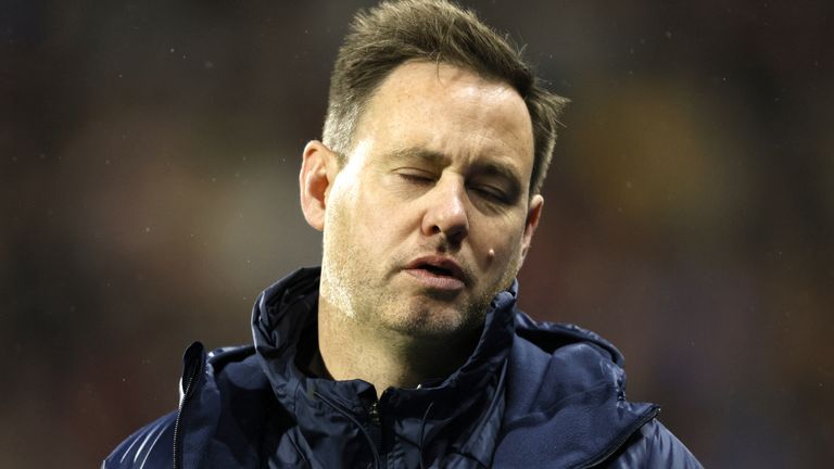 Sunderland manager Michael Beale reacts after conceding their side's first goal of the games to Huddersfield Town's Matty Pearson (not pictured) during the Sky Bet Championship match at The John Smith's Stadium, Huddersfield. Picture date: Wednesday February 14, 2024.
