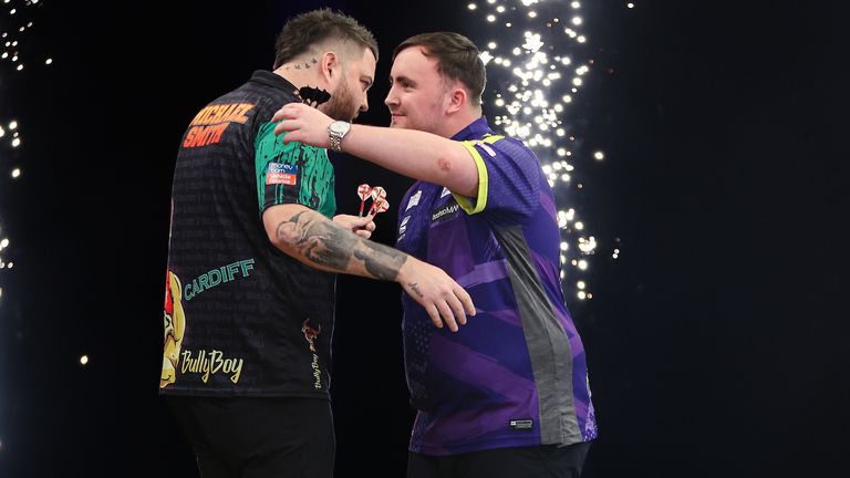 Michael Smith and Luke Littler in the Premier League Darts