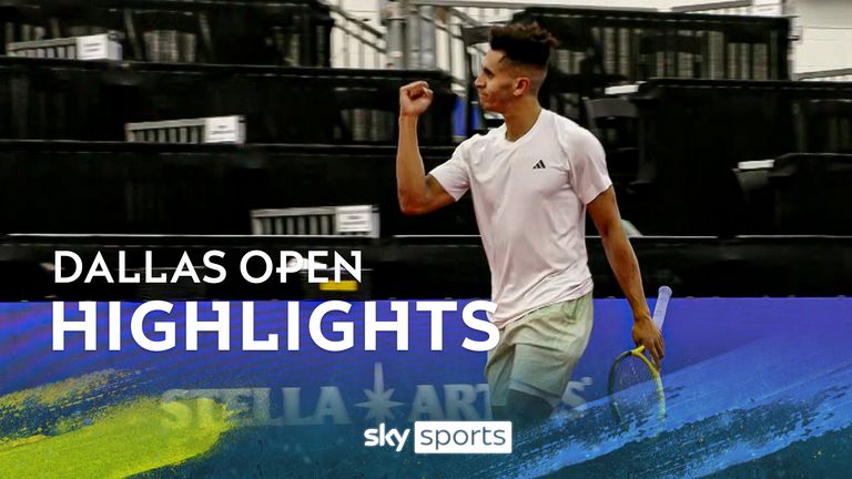 Michael Mmoh celebrates beating Emilio Nava at the Dallas Open