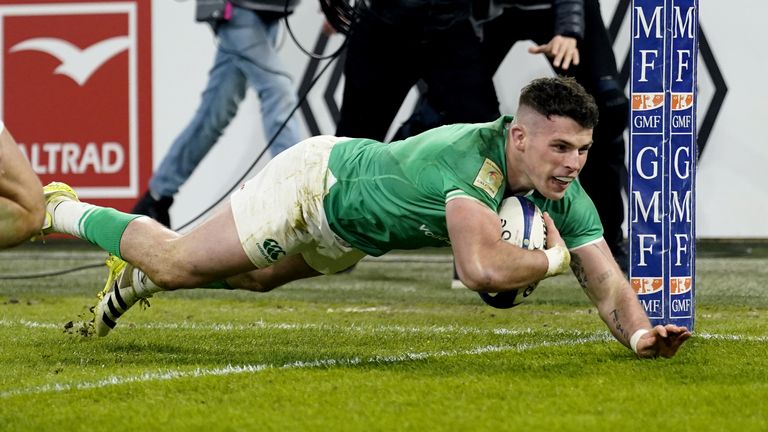 Calvin Nash scored Ireland's third try on the occasion of his Six Nations debut 