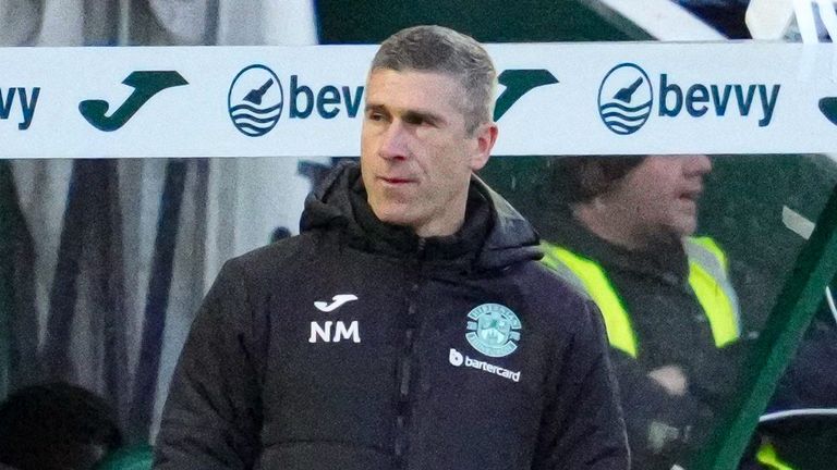EDINBURGH, SCOTLAND - FEBRUARY 03: Hibernian manager Nick Montgomery looks dejected during a cinch Premiership match between Hibernian and St Mirren at Easter Road Stadium, on February 03, 2024, in Edinburgh, Scotland. (Photo by Simon Wootton / SNS Group)