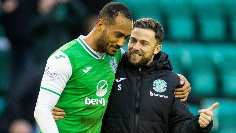 Jordan Obita (left) is keeping Hibs legend Lewis Stevenson out of the team this season