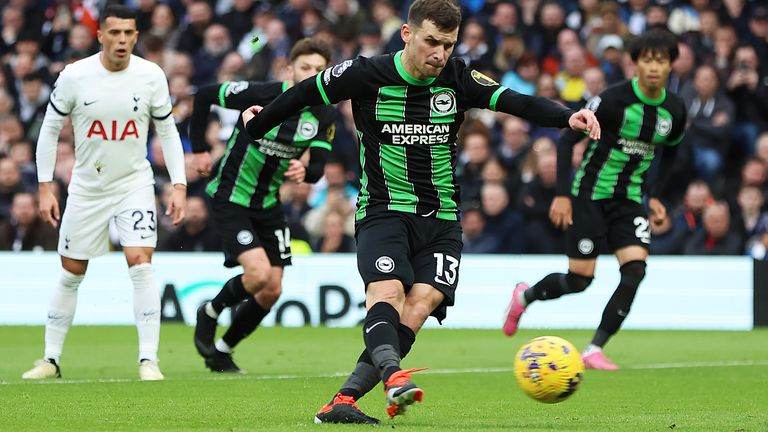 Pascal Gross gives Brighton 1-0 lead from the penalty spot