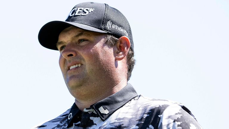 Patrick Reed, of 4Aces GC, looks on from the 18th tee during the first round of LIV Golf Mayakoba at El Camale..n Golf Course, Friday, Feb. 2, 2024, in Playa del Carmen, Mexico. (Chris Trotman/LIV Golf via AP)