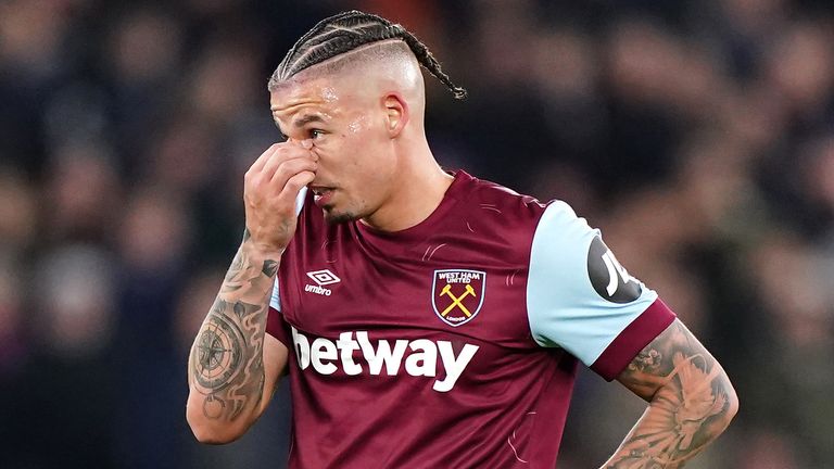 Kalvin Phillips shows his frustration during West Ham's Premier League clash with Bournemouth
