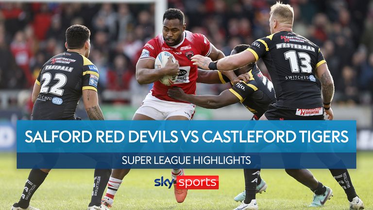 Highlights of the Salford Red Devils' clash with Castleford Tigers in the Super League.