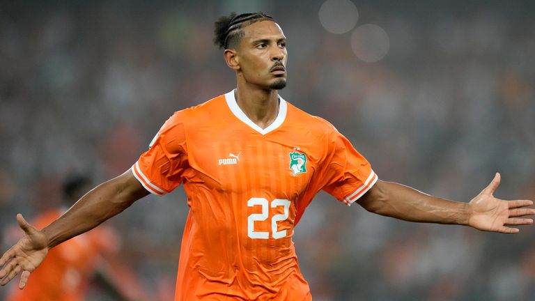 Ivory Coast's Sebastien Haller celebrates after scoring the decisive goal in a 1-0 victory over DR Congo