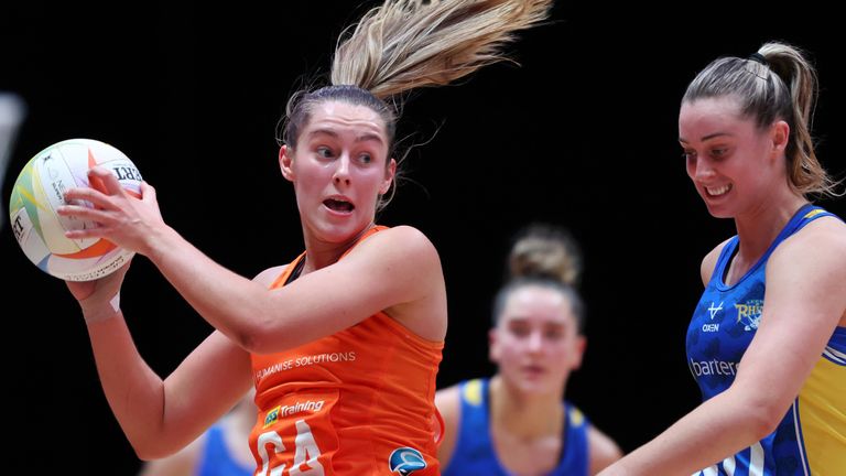 Action from Severn Stars vs Loughborough Lightning in the Netball Super League