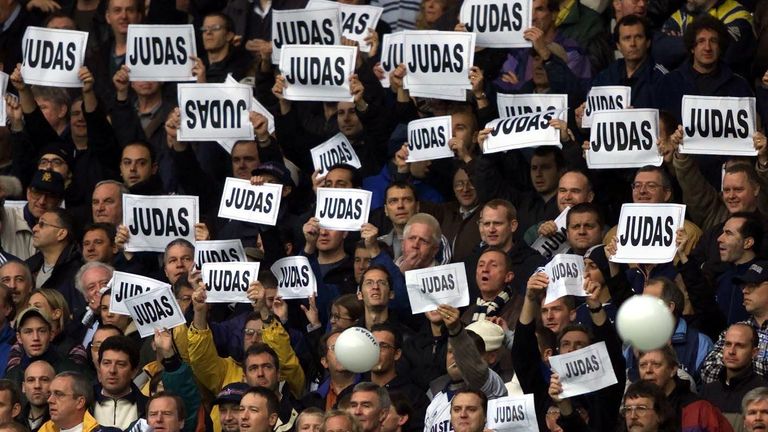 Tottenham fans held up Judus signs as Sol Campbell returned to White Hart Lane with Arsenal