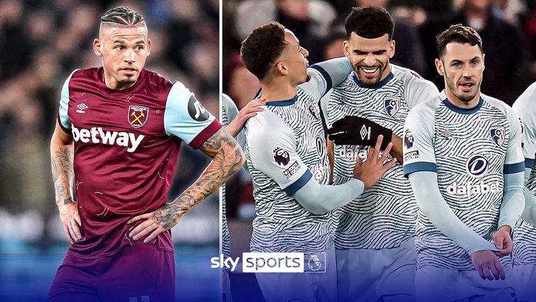 West Ham United&#39;s Kalvin Phillips reacts after a mistake that lead to a Dominic Solanke goal