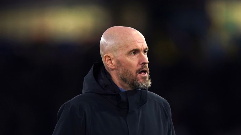 File photo dated 18-02-2024 of Erik ten Hag. Manchester United co-owner Sir Jim Ratcliffe wants to build the right structure around head coach Erik Ten Hag and said it is wrong that managers carried the can for the club&#39;s decade without a Premier League title. Issue date: Wednesday February 21, 2024.
