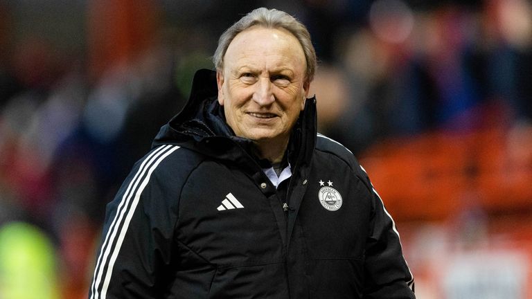 ABERDEEN, SCOTLAND - FEBRUARY 10: Aberdeen manager Neil Warnock after a Scottish Cup Fifth Round match between Aberdeen and Bonnyrigg Rose at Pittodrie Stadium, on February 10, 2024, in Aberdeen, Scotland. (Photo by Mark Scates / SNS Group)
