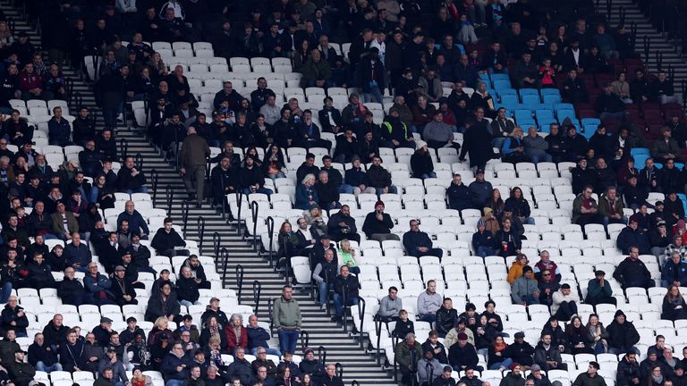 Thousands of empty seats at the London Stadium