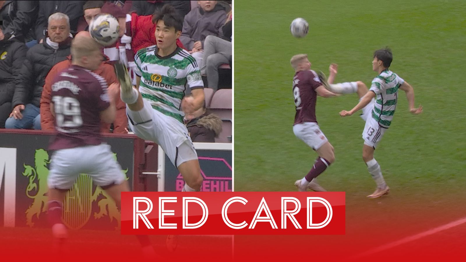 Red card! Celtic's Yang Hyun-Jun sent off for high boot against Hearts! | Football News | Sky Sports thumbnail