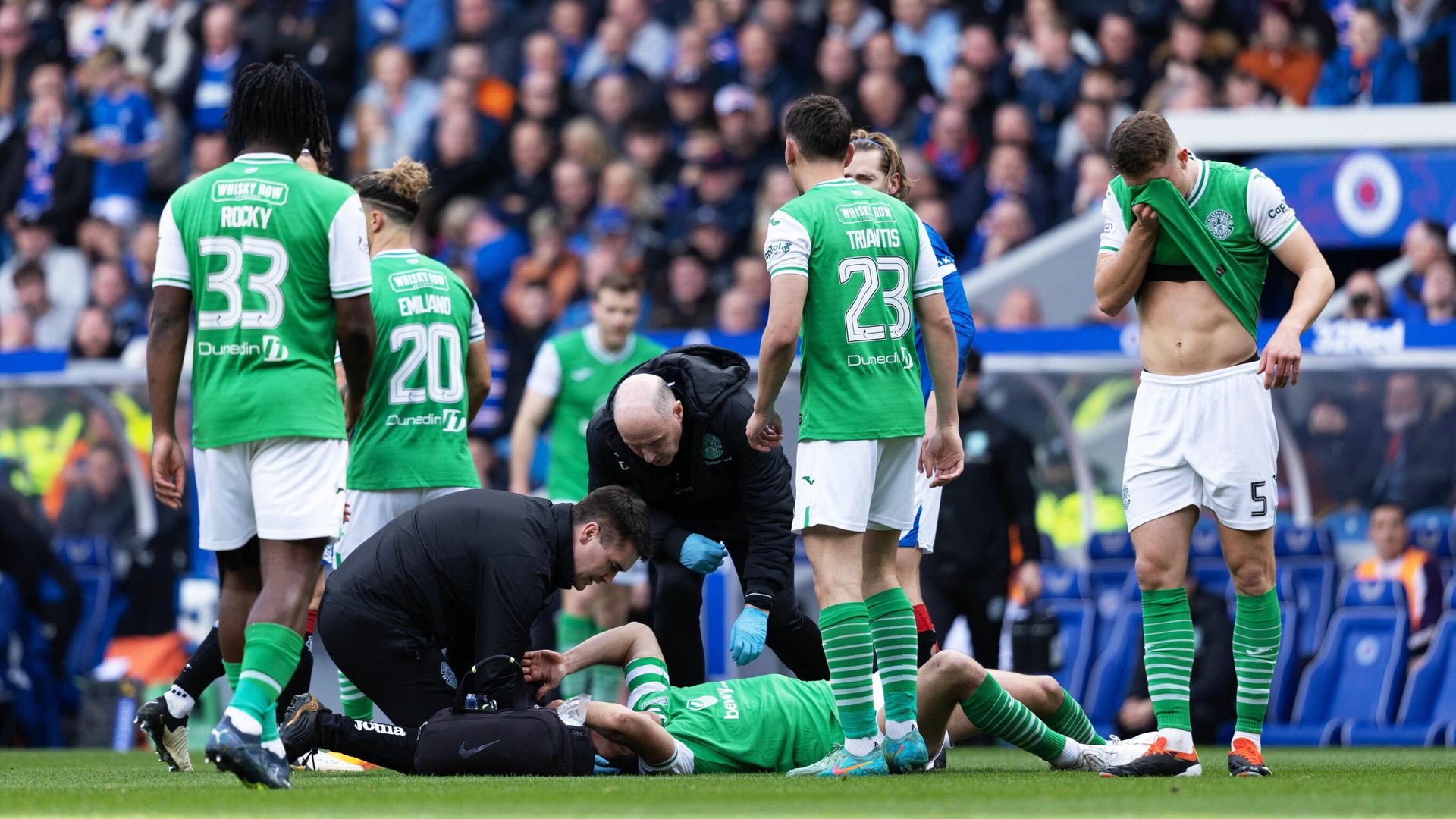 Funniest free-kick ever? Two Hibs players floored - from own set-piece!