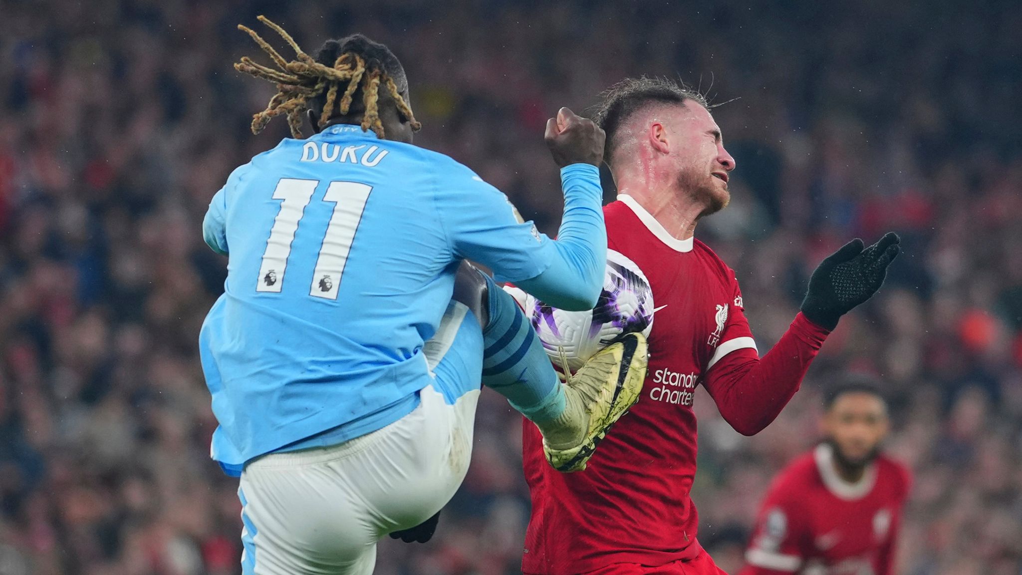 Liverpool 1-1 Man City: Should Reds have had a late penalty for Jeremy Doku  challenge on Alexis Mac Allister? | Football News | Sky Sports