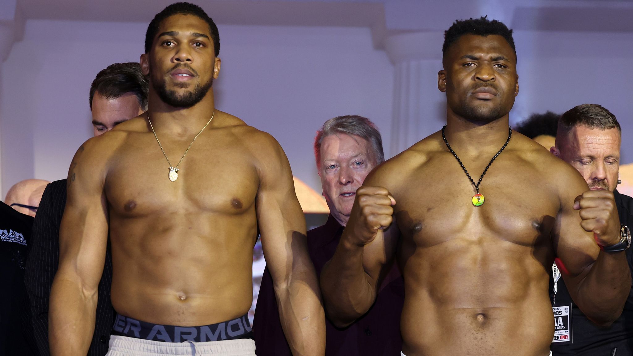 Francis Ngannou more than 20lbs heavier than Anthony Joshua before  predicting win at final weigh-in | Boxing News | Sky Sports