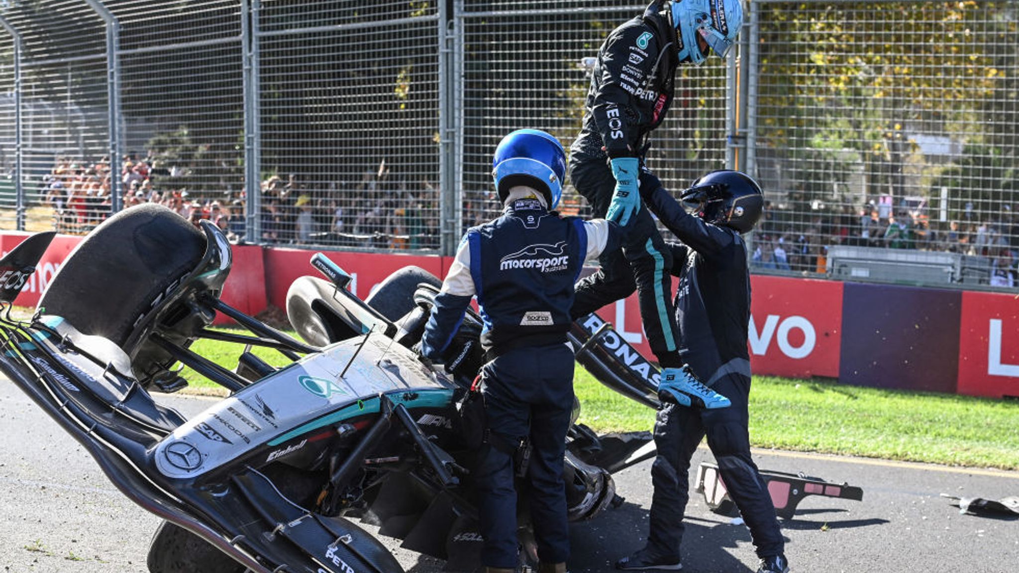 Fernando Alonso penalised for 'potentially dangerous' driving before George  Russell's Australian GP crash | F1 News | Sky Sports