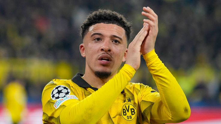Dortmund's Jadon Sancho leaves the pitch after being substituted