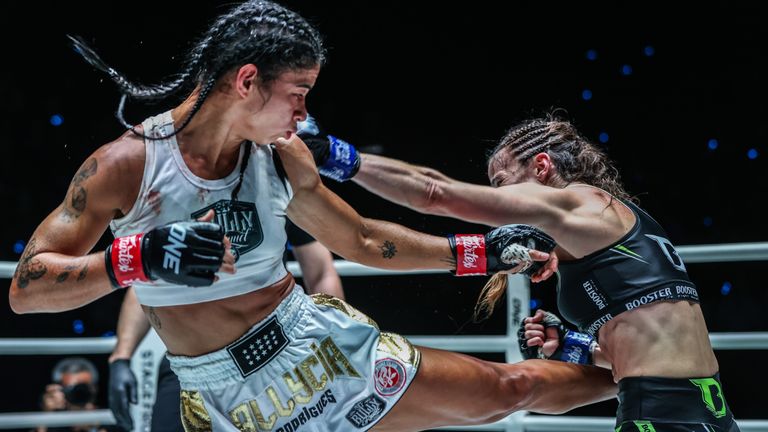 Allycia Rodrigues defended the ONE Women's Atomweight Muay Thai World Title against Cristina Morales
