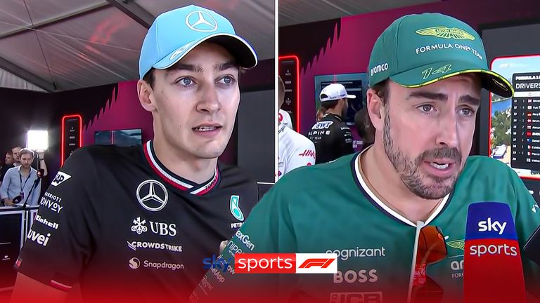 Fernando Alonso and George Russell