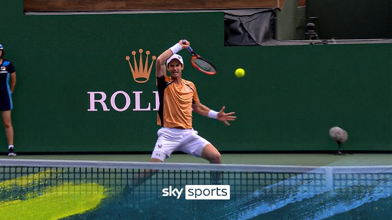Andy Murray hits a brilliant shot at Indian Wells